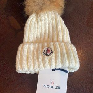 Moncler Coarse Wool Thread White Hat
